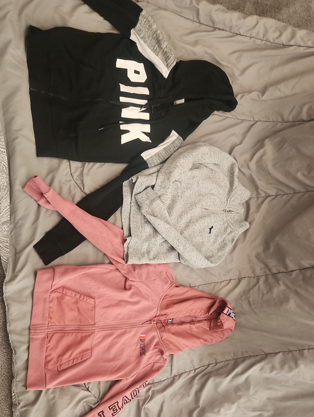 Victoria's Secret PINK Black, Gray & Pink Hoodie Bundle